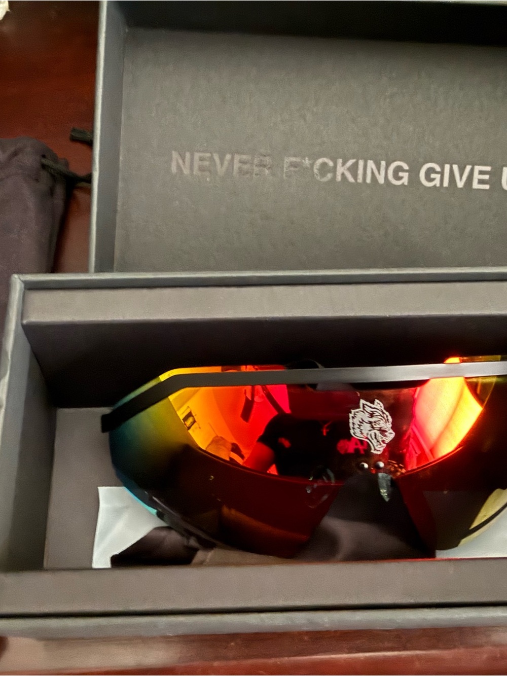Darc Sport Men's Shield Sunglasses with Red-Orange Mirrored Lenses